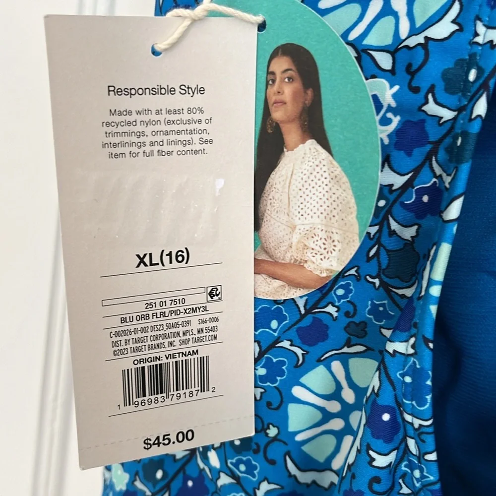 Rhode for Target blue zinnia floral print swimsuit